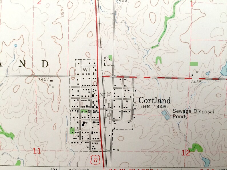 Antique Cortland Nebraska 1964 US Geological Survey Etsy