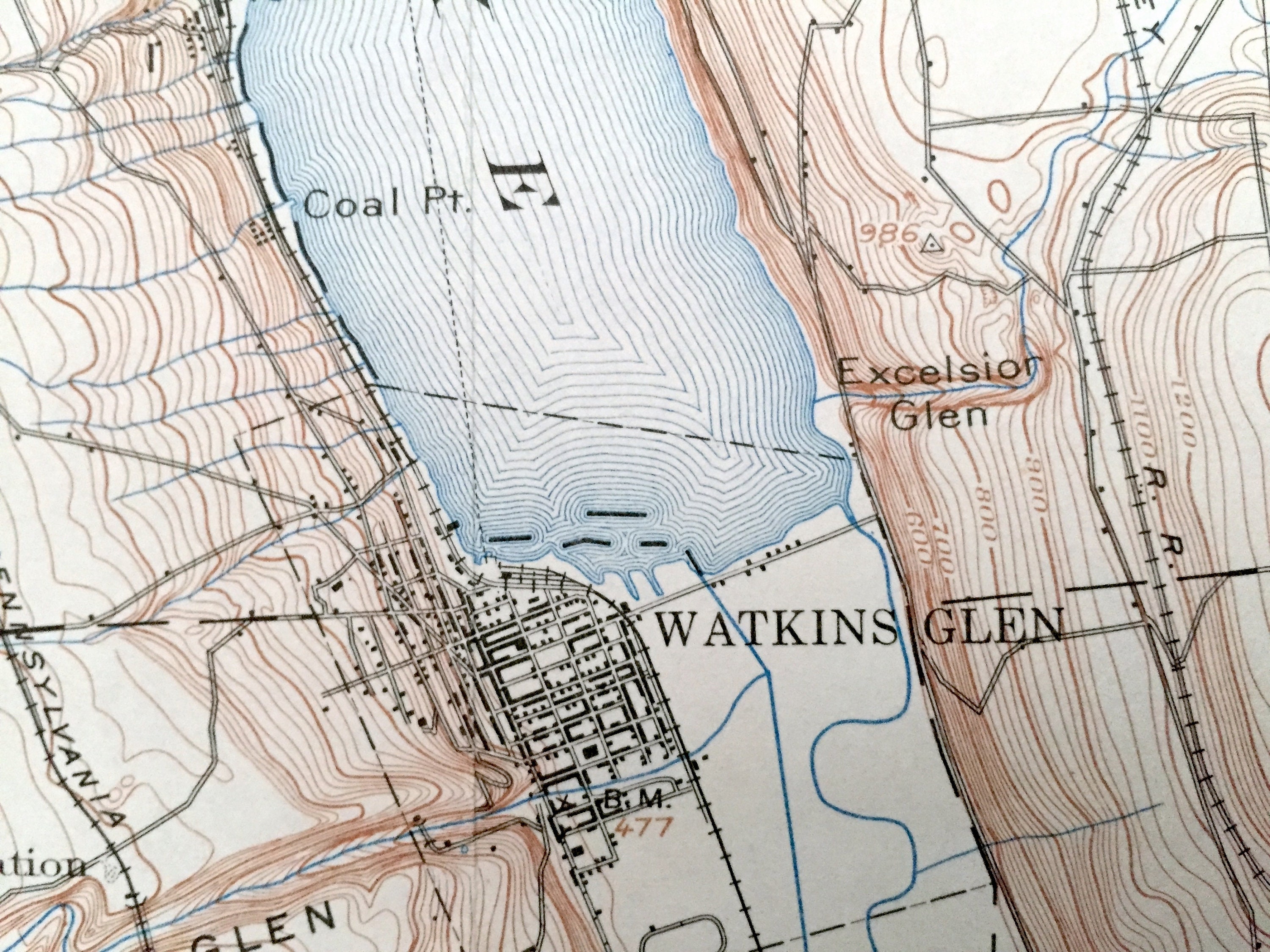 Antique Watkins Glen Nueva York 1898 Mapa Topográfico del Etsy