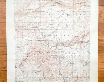 Antique Yosemite National Park, Kalifornien 1909 US Geologische Untersuchung, topographische Karte - Mariposa, Tuolumne, Hetch Hetchy Valley, Wawona, CA