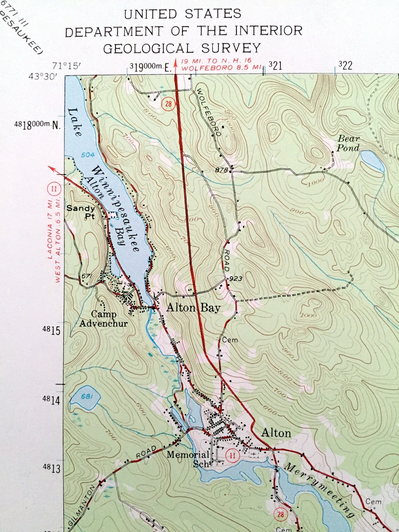 Antique Merrymeeting Lake New Hampshire 1957 US Geological Etsy