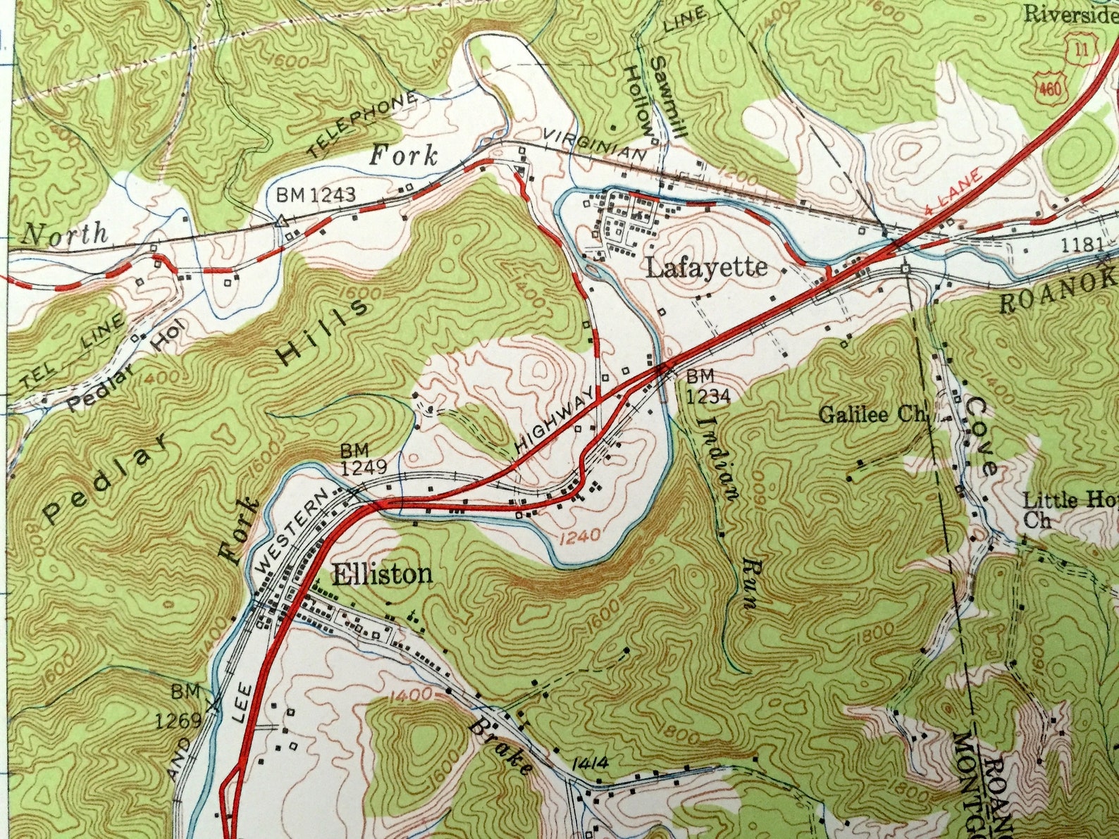 Antique Elliston Virginia 1950 US Geological Survey Etsy