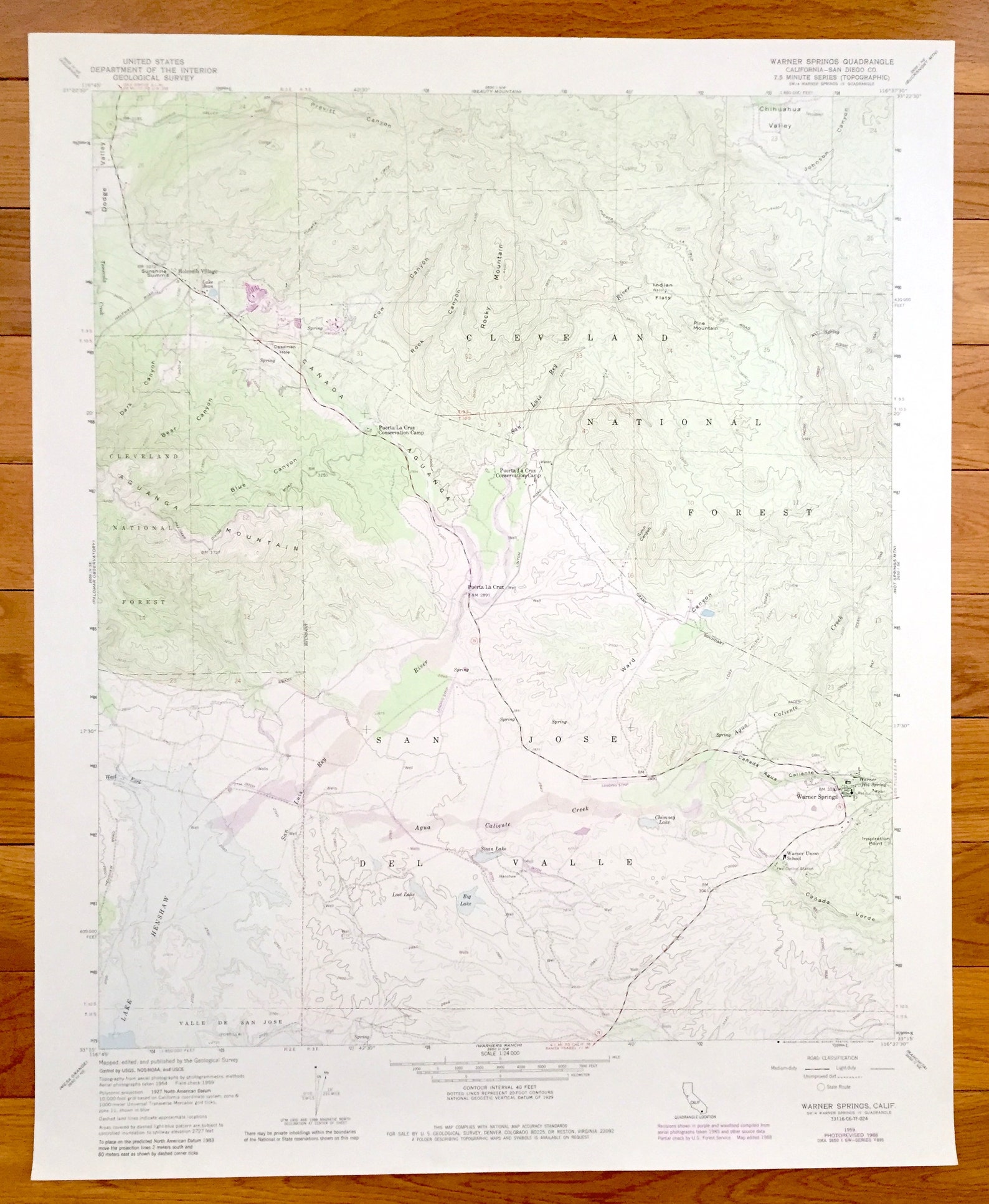 Antique Warner Springs California 1959 US Geological Survey Etsy