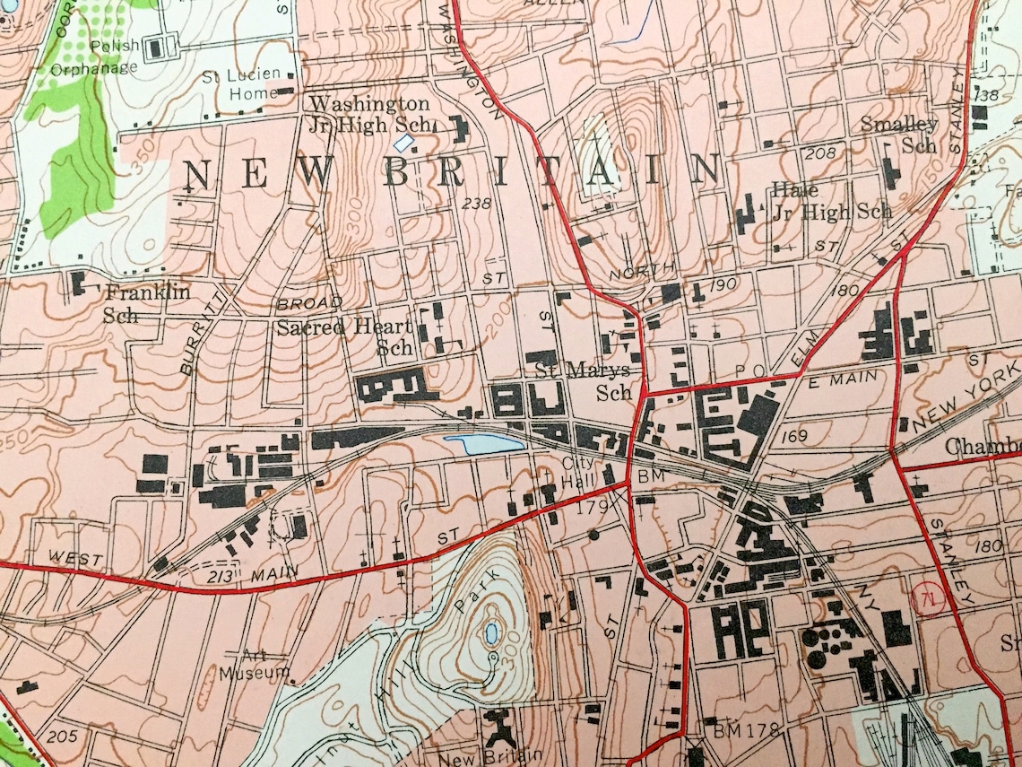 Antique New Britain Connecticut 1953 US Geological Survey Etsy France