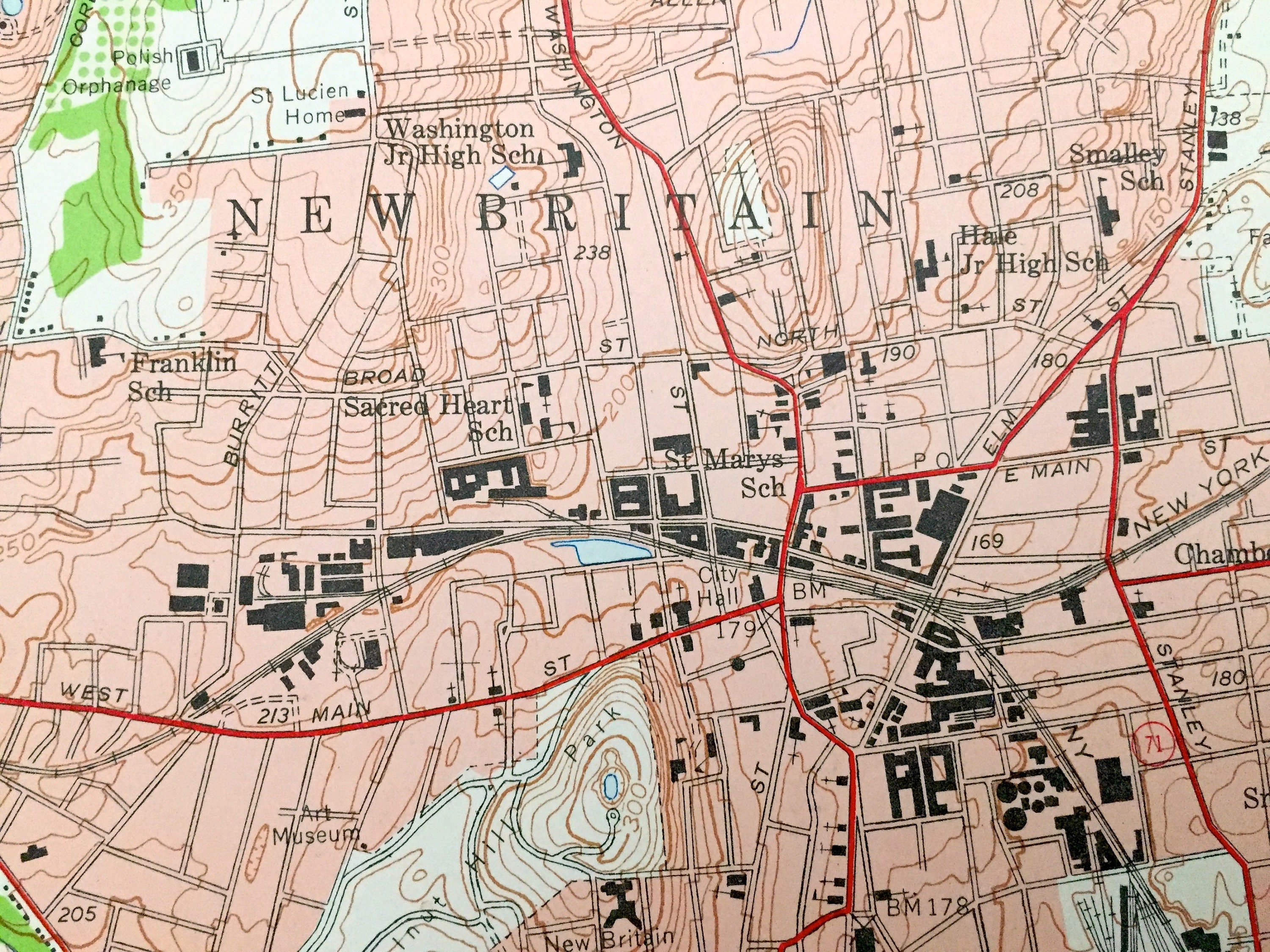 Antique New Britain Connecticut 1953 US Geological Survey Map Etsy