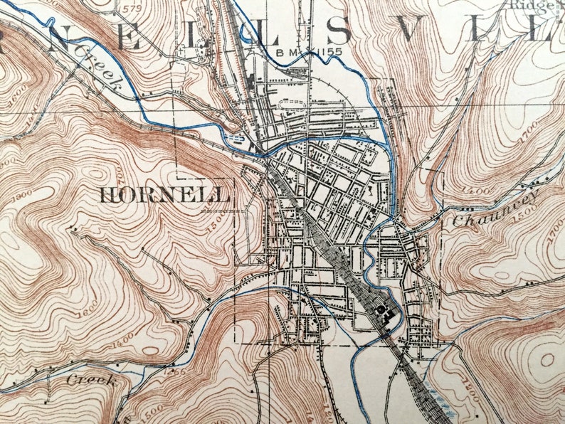 Antique Hornell New York 1918 US Geological Survey Etsy
