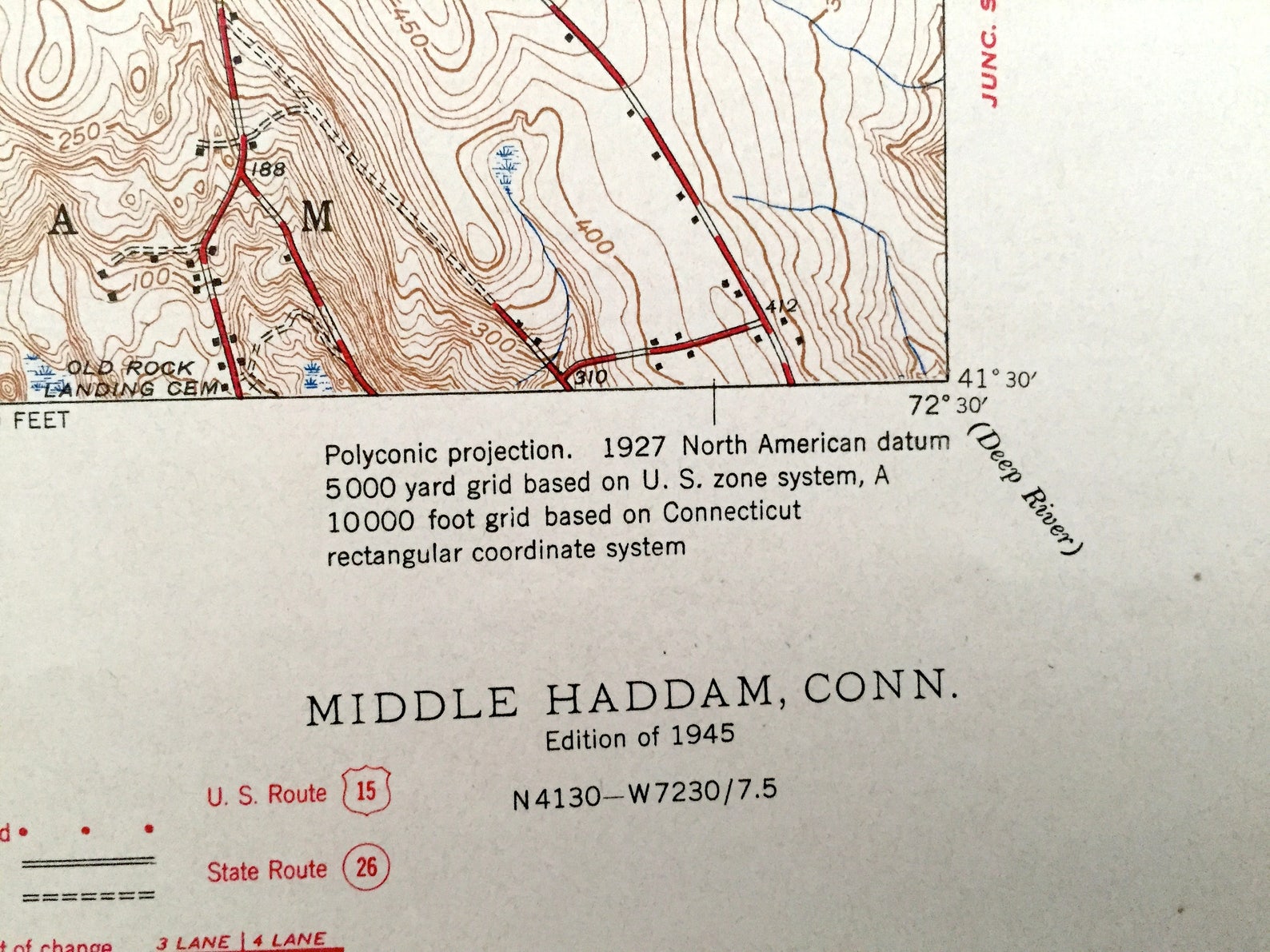 Antique Middle Haddam Connecticut 1945 US Geological Survey Etsy
