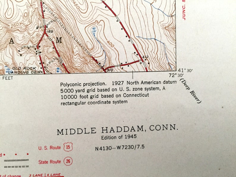 Antique Middle Haddam Connecticut 1945 US Geological Survey Etsy