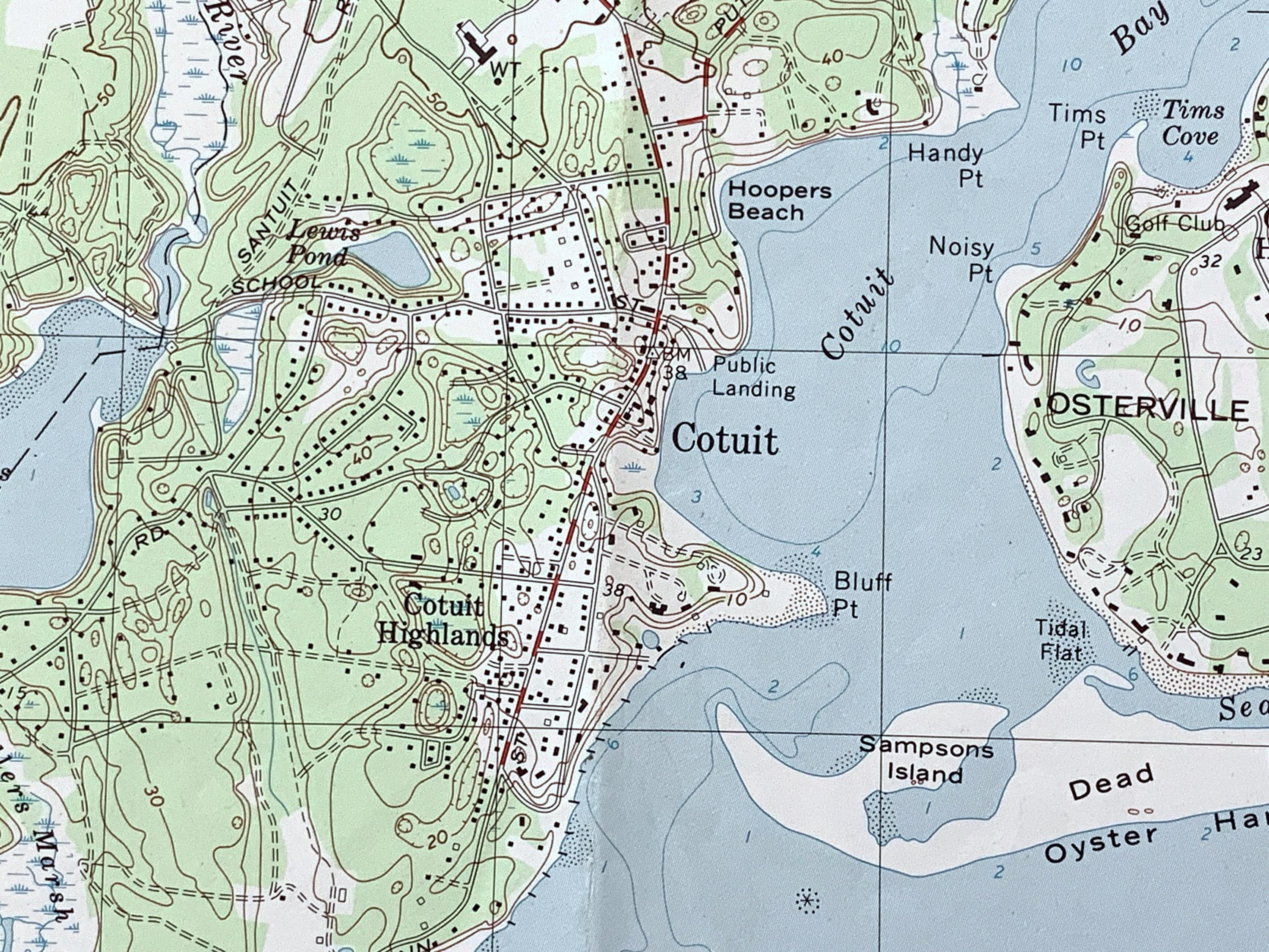 Antique Mashpee, Cotuit, Massachusetts 1974 US Geological Survey