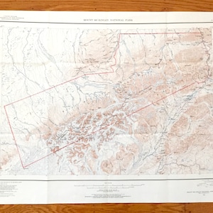 Antiguo Monte McKinley, Alaska 1952 US Geological Survey Mapa topográfico – Parque Nacional Denali, Chulitna, Nenana, Mt Deception, Glaciares AK