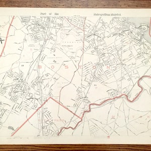 Antik 1891 Boston, Massachusetts Straßenkarte von George H Walker & Co – Suffolk County, Milton, Hyde Park, Brookline, Dorchester, MA