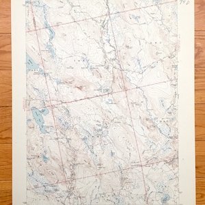 Antieke Tug Mountain, Maine 1943 US Geological Survey Topografische Kaart - Cranberry Lake, Indian Ridge, Pleasant River, Washington County ME