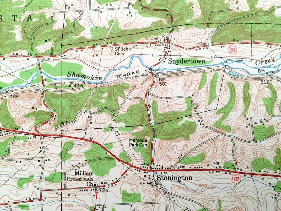 Antique Shamokin Pennsylvania 1952 US Geological Survey Etsy UK
