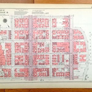 Antiguo Manhattan, Nueva York Mapa de Bromley's 1955 Manhattan Land Book – Fort George, Hudson Heights Tryon Park Riverside Drive NYC