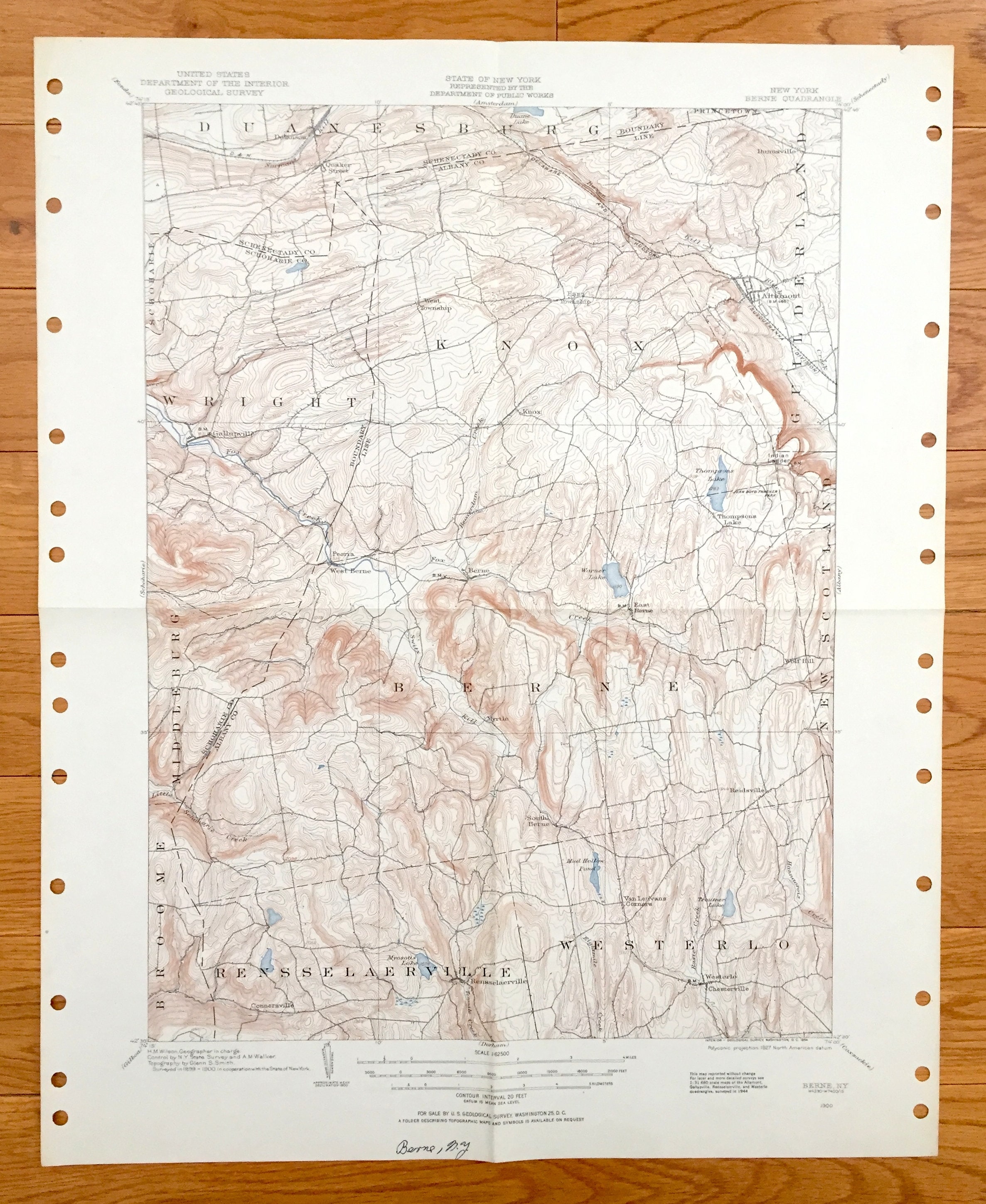 Antique Berne New York 1900 US Geological Survey Topographic Etsy