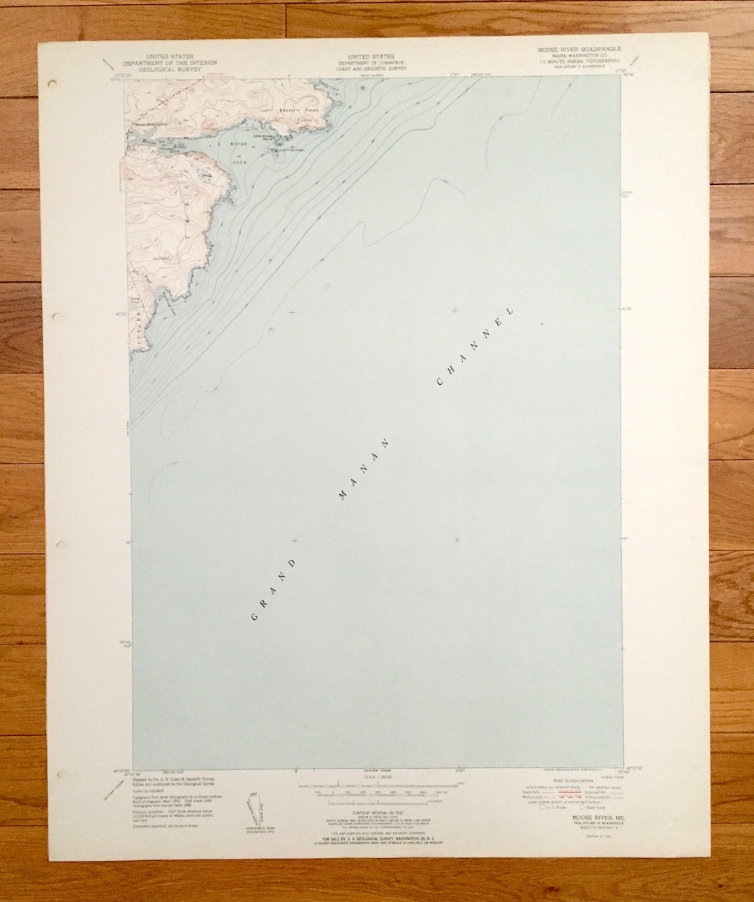 Antique Moose River, Maine 1951 US Geological Survey Topographic Map Somerset County, Trescott