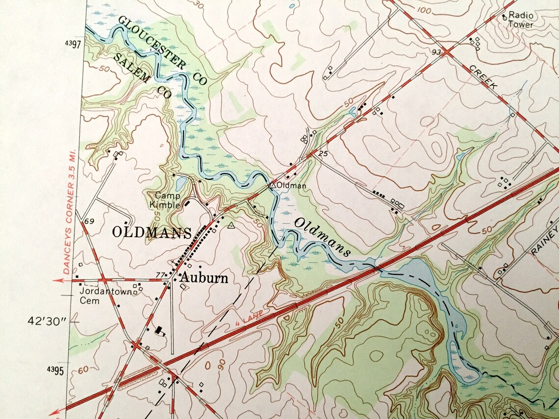 Antique Woodstown New Jersey 1967 US Geological Survey Etsy