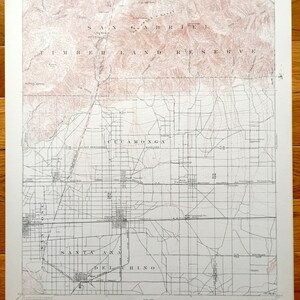 Antike Rancho Cucamonga, Kalifornien 1900 US Geologische Dienst Topographische Karte – Pomona, Ontario, Chino, Claremont, Angeles National Forest