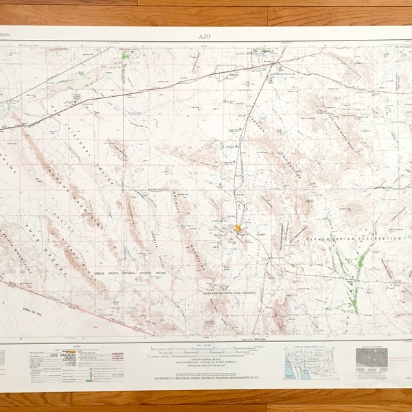 Antique Ajo, Arizona 1962 US Geological Survey Topographic Map – Roswood, Gila Bend, Schuchuli, Quijotoa, Big Horn, Freeman, Smurr Mohawk AZ