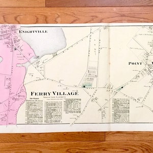Antike 1871 Portland, Maine Karte von F.W. Beers Atlas von Cumberland County – Cape Elizabeth, Knightville, Ferry Village, Point Village