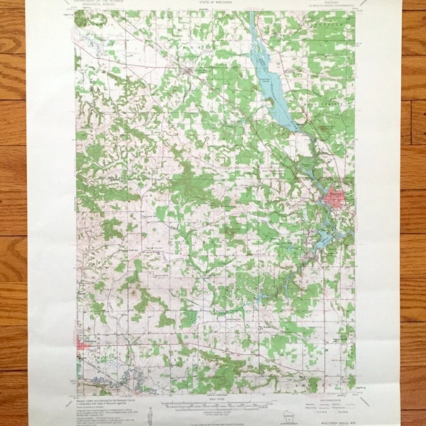 Antique The Dells, Wisconsin 1957 US Geological Survey Topographic Map – Kilbourn, Delton, Lyndon, Reedsburg, Juneau, Sauk, Adams County, WI