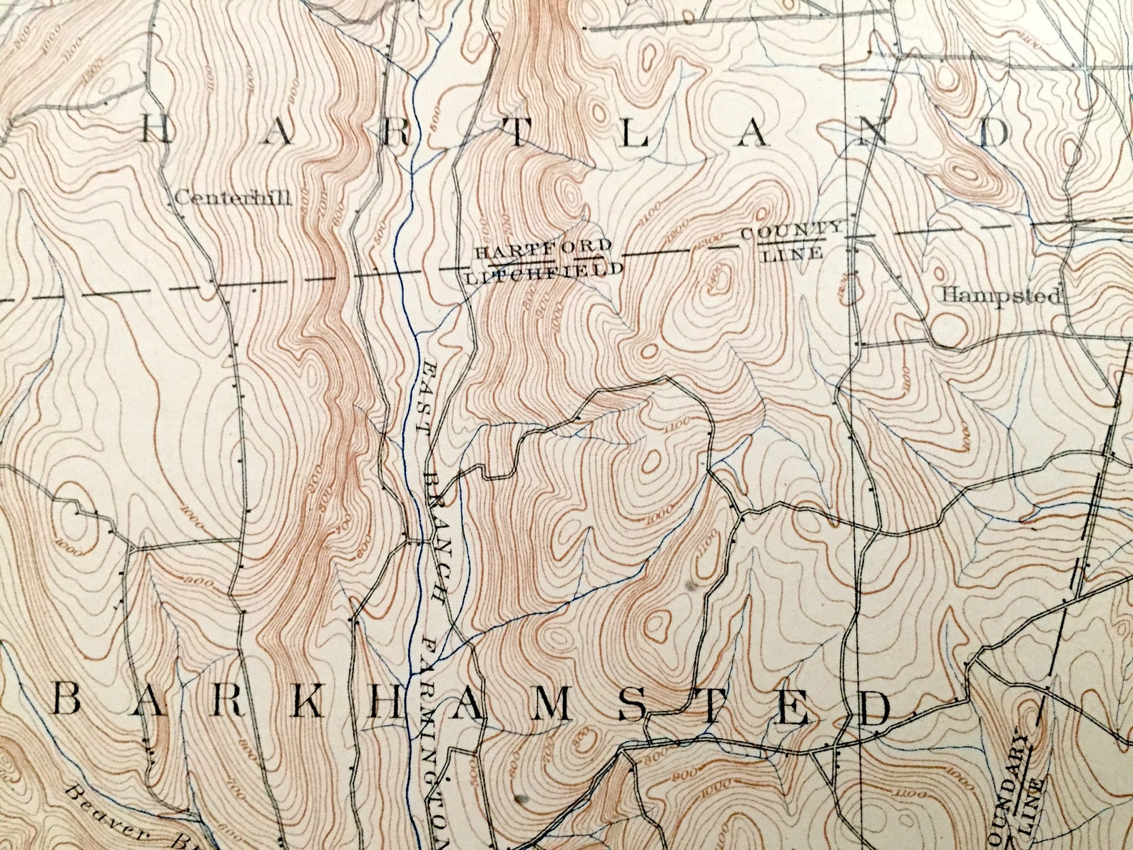 Antique Granby Connecticut 1892 US Geological Survey Etsy