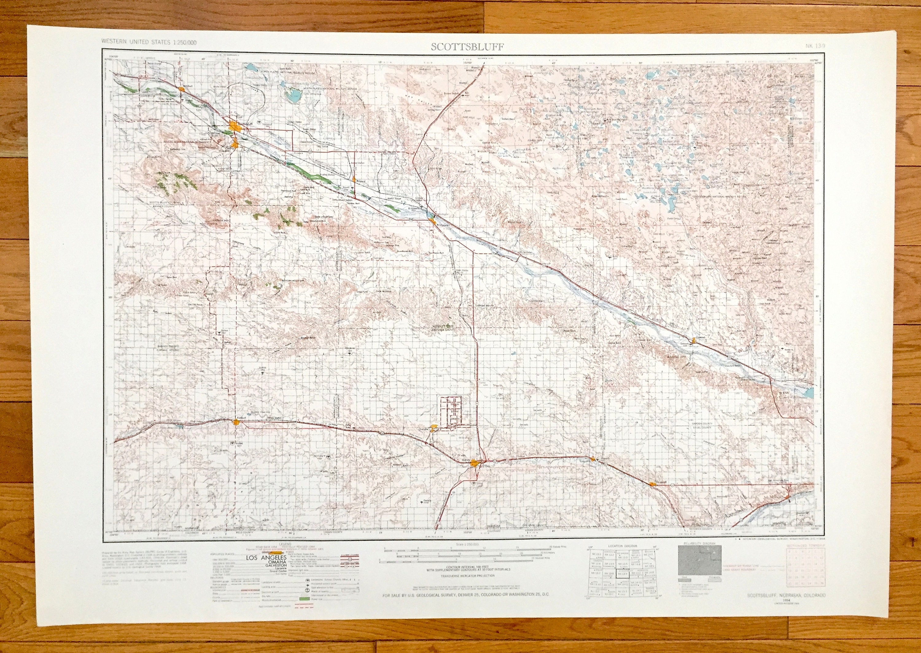 Antique Scottsbluff Nebraska 1954 US Geological Survey Etsy