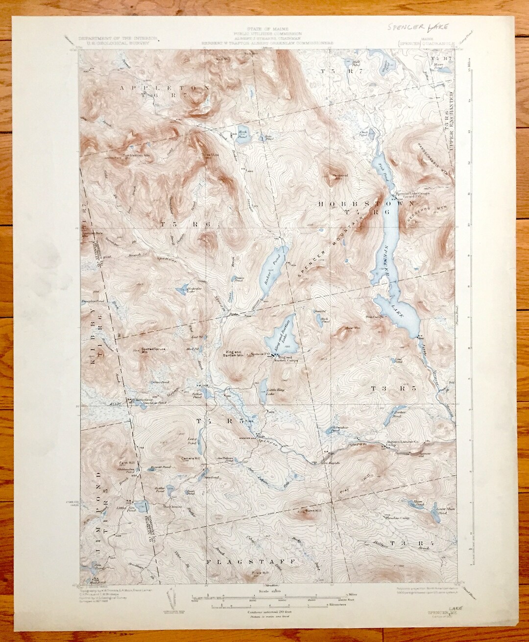 Antique Spencer Lake Maine 1932 US Geological Survey Carte Etsy France