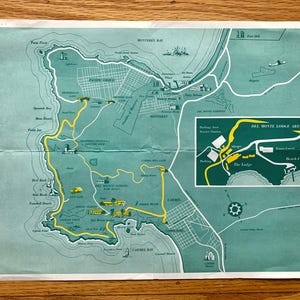 Antike 1960's Monterey, Kalifornien "17 Mile Drive Touristenkarte von Del Monte Eigenschaften Company - Carmel, Pebble Beach, Pacific Grove, CA."