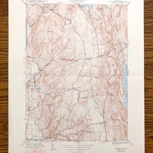 Antique Shutesbury, Massachusetts 1943 US Geological Survey Topographische Karte – Franklin, Hampshire County, Pelham, New Salem, Amherst, MA