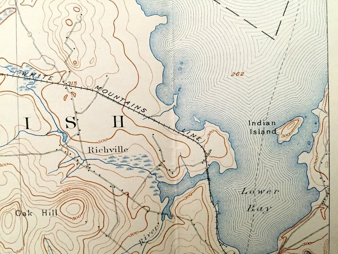 Antique Sebago Lake Maine 1896 US Geological Survey Etsy