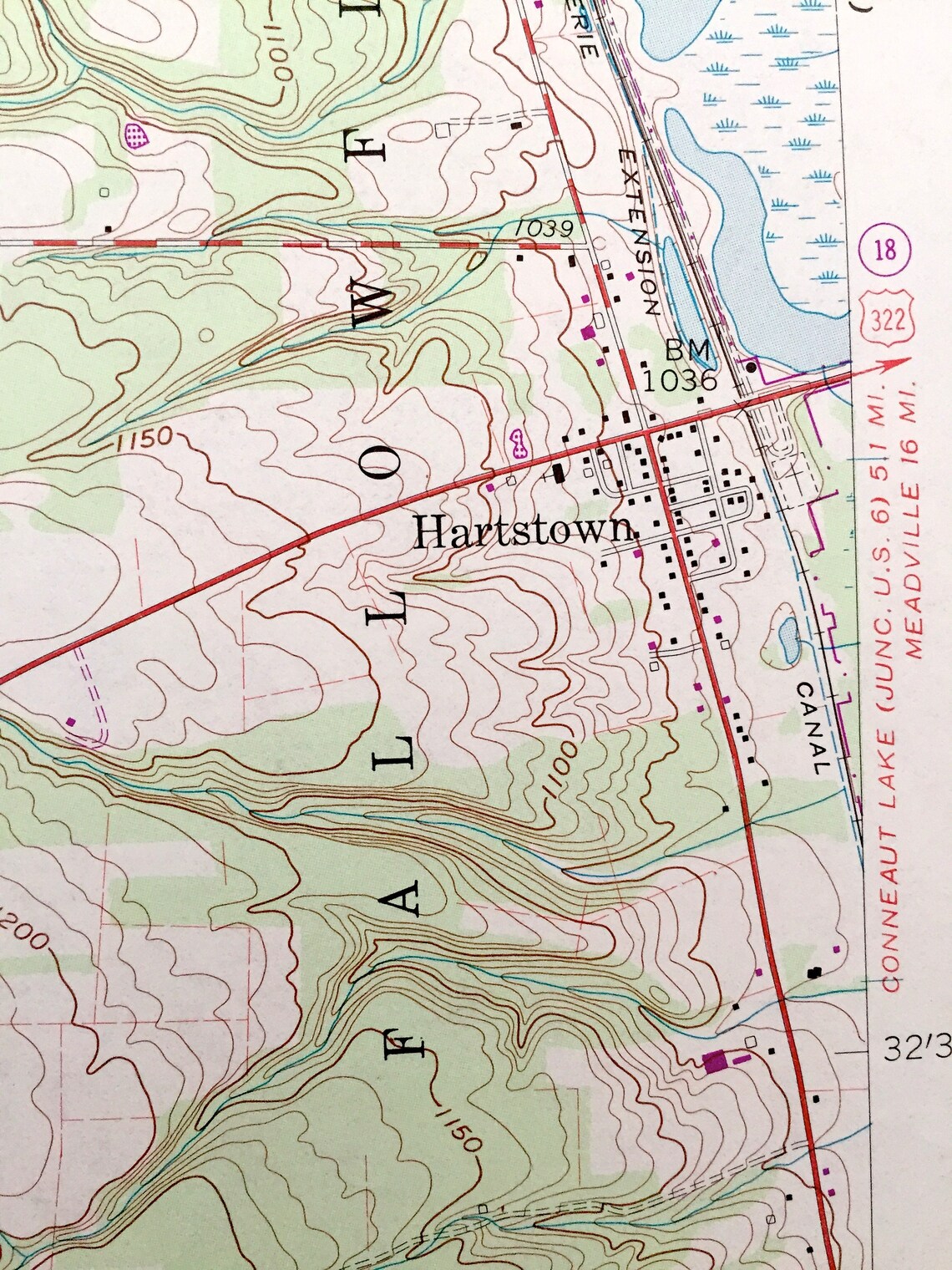 Antique Hartstown Pennsylvania 1959 US Geological Survey Etsy