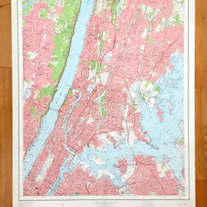 Antike Manhattan, New York City 1956 WANDGRÖßE US Geologische Übersicht Topographische Karte - der Hudson River, Bronx, Westchester County, Central Park