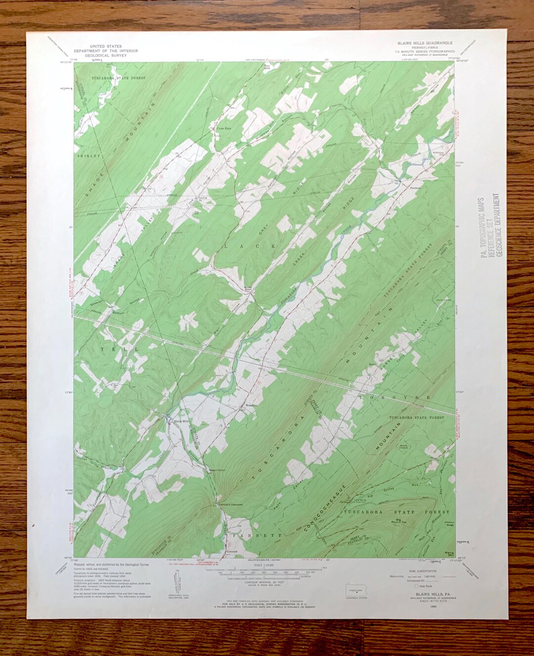 Antique Blairs Mills, Pennsylvania 1960 US Geological Survey