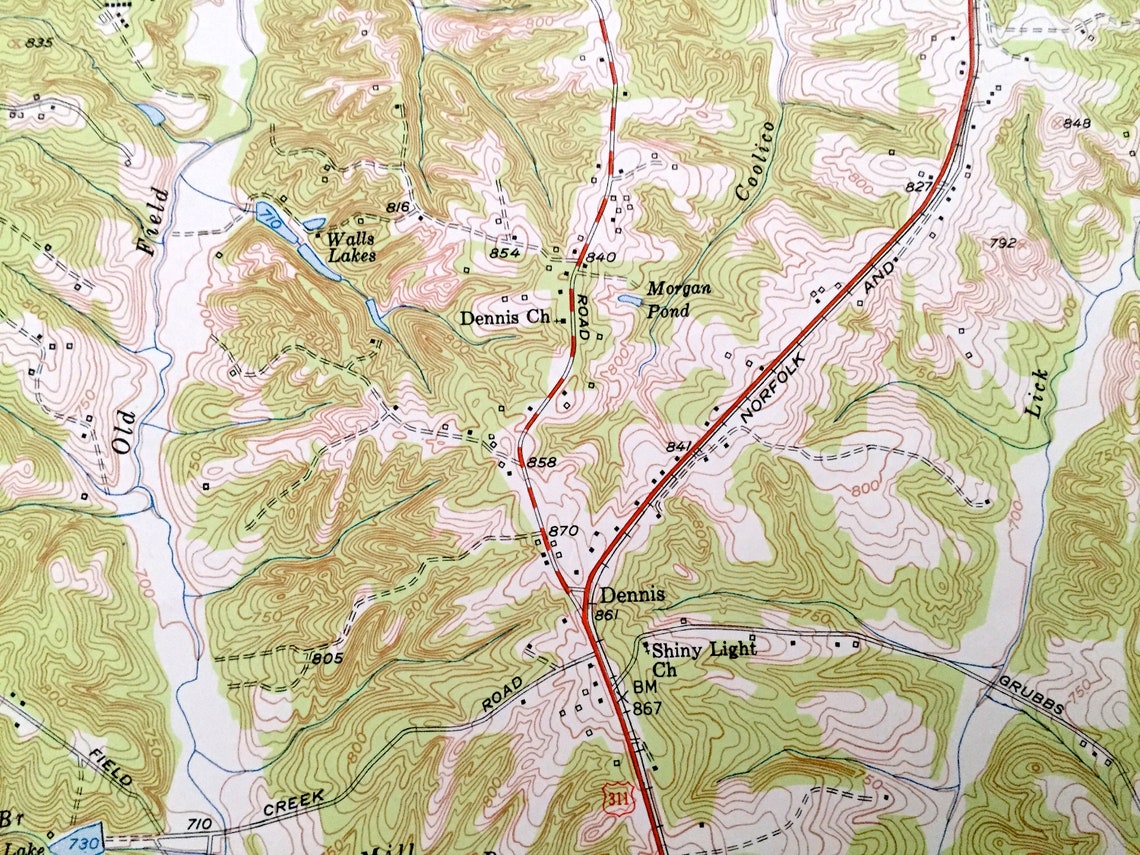 Antique Walkertown North Carolina 1951 US Geological Survey Etsy