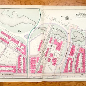 Antik 1906 Fenway-Kenmore, Boston, Massachusetts Karte von GW Bromley Atlas – Suffolk County, Fenway, Berklee, Boylston, Back Bay West, MA