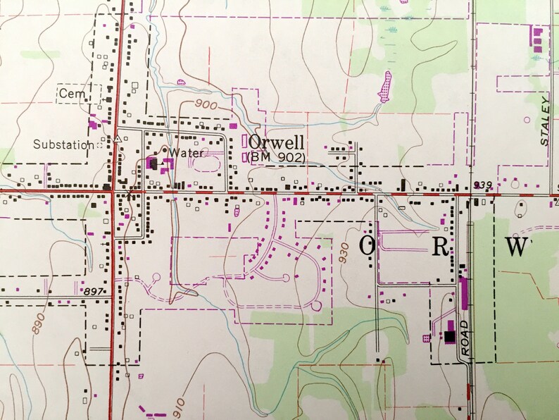 Antique Orwell Ohio 1960 US Geological Survey Topographic Map Etsy
