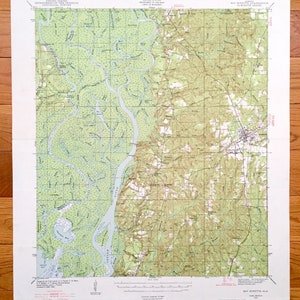 Mapa topográfico do Antique Bay Minette, Alabama, 1941, US Geological Survey – Condado de Baldwin, Hurricane, Carpenter, Douglasville, Stockton, D'Olive