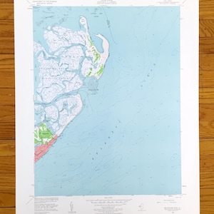Mapa topográfico del antiguo Brigantine Inlet, Nueva Jersey, 1952, del Servicio Geológico de Estados Unidos: océano, condado de Atlantic, Galloway, Great Bay, playa, Egg, Nueva Jersey