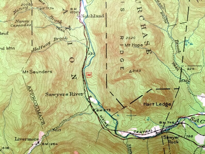 Antique Crawford Notch New Hampshire 1946 US Geological Survey
