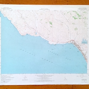 Antique Cayucos, Californie Carte topographique de l’US Geological Survey de 1965 – Comté de San Luis Obispo, Morro Strand Beach, Harmony Headlands, Californie