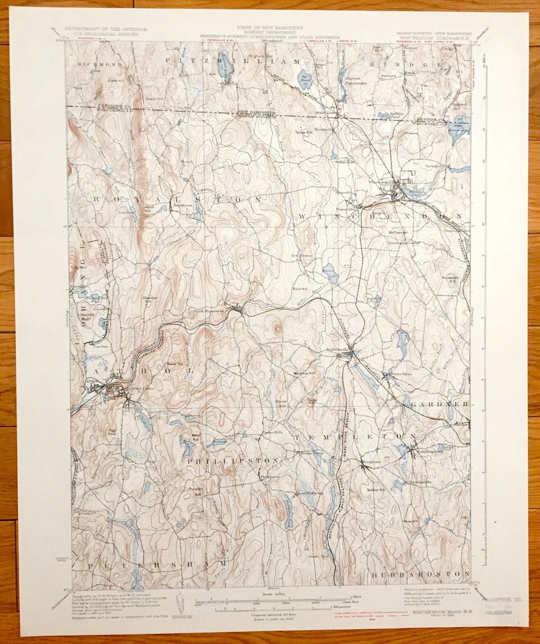 Antique Winchendon Massachusetts 1935 US Geological Survey Etsy