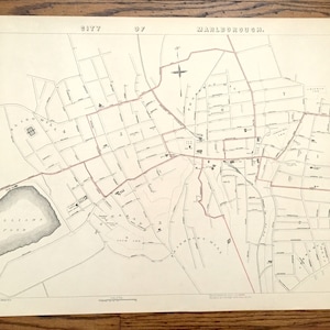 Antik 1891 Marlborough, Massachusetts Straßenkarte von George H Walker & Co – Middlesex County, Williams Pond, Mt Pleasant, Sligo Hill, MA