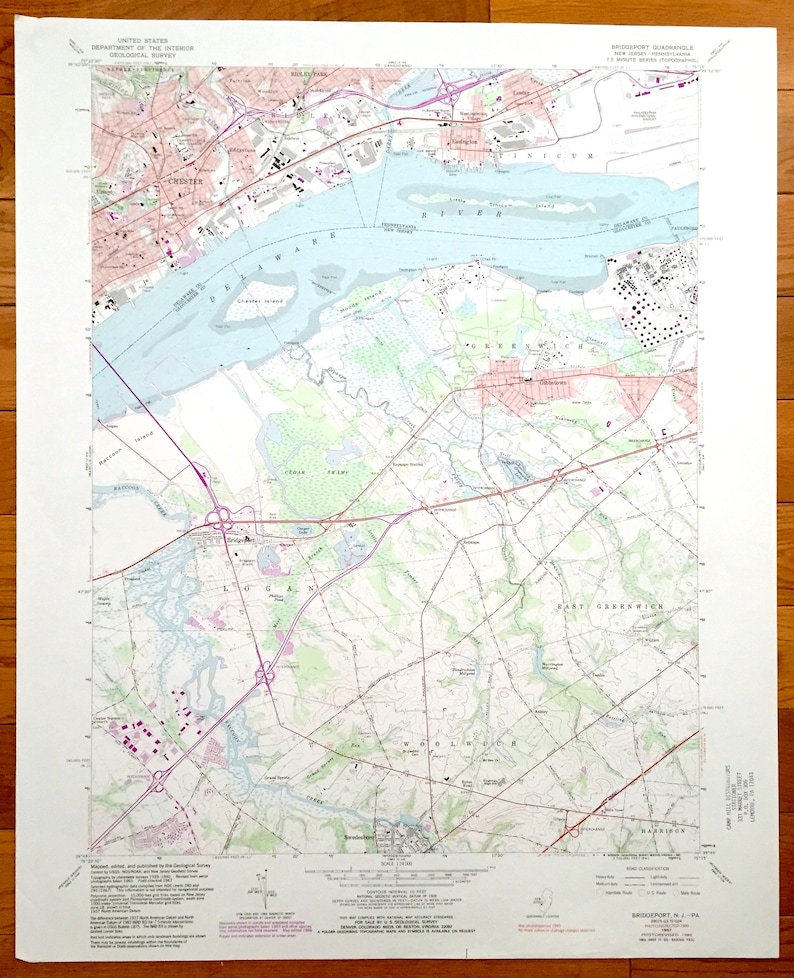 Antique Bridgeport New Jersey & Chester Pennsylvania 1967 US Etsy