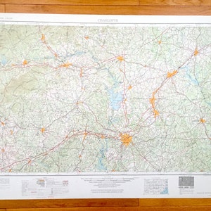 Antike Charlotte, North Carolina 1953 US Geologische Untersuchung, topographische Karte - Concord, Kannapolis, Albemarle, High Point, Gastonia PNG SC