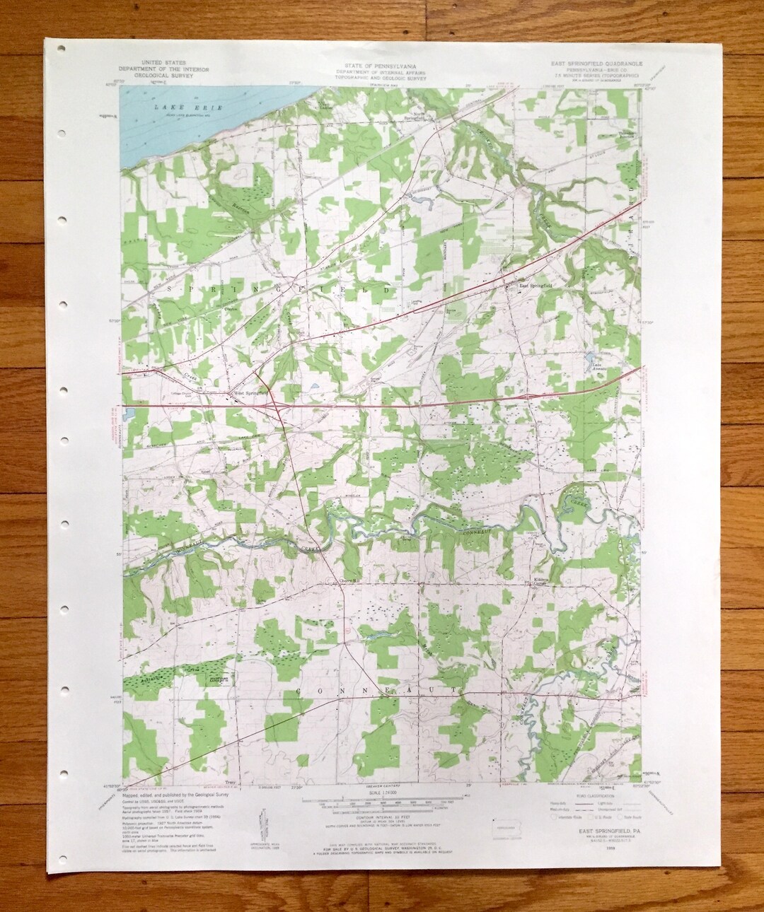 Antique East Springfield, Pennsylvania 1959 US Geological Survey ...