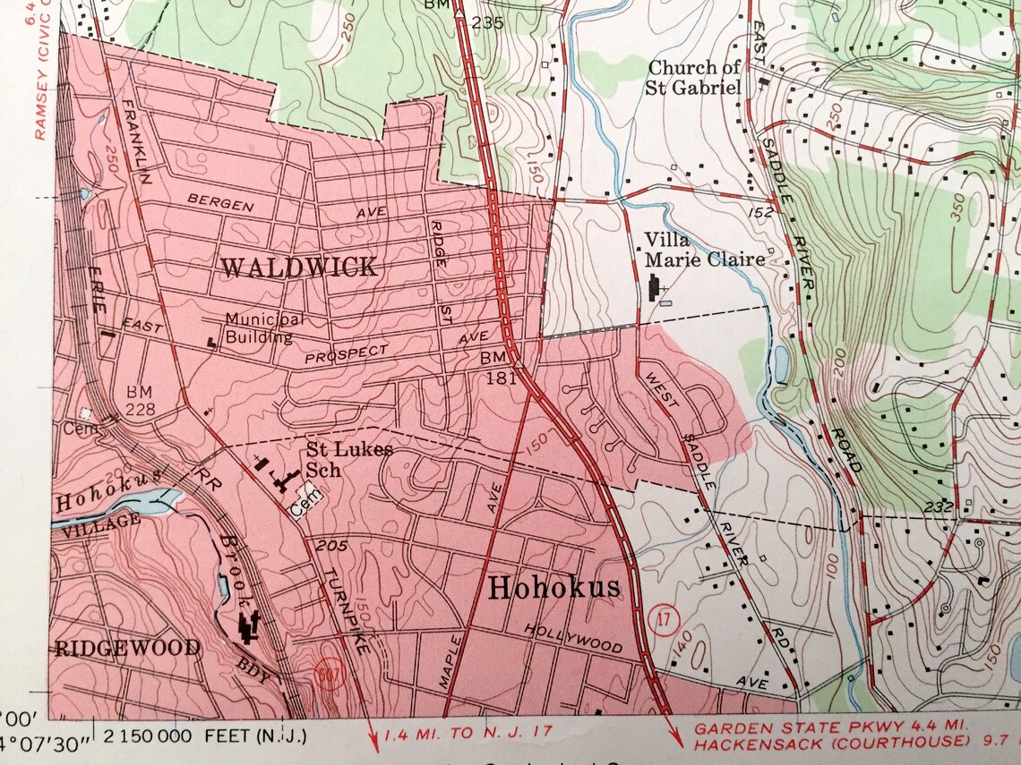 Antique Park Ridge New Jersey & Ramapo New York 1955 US Etsy