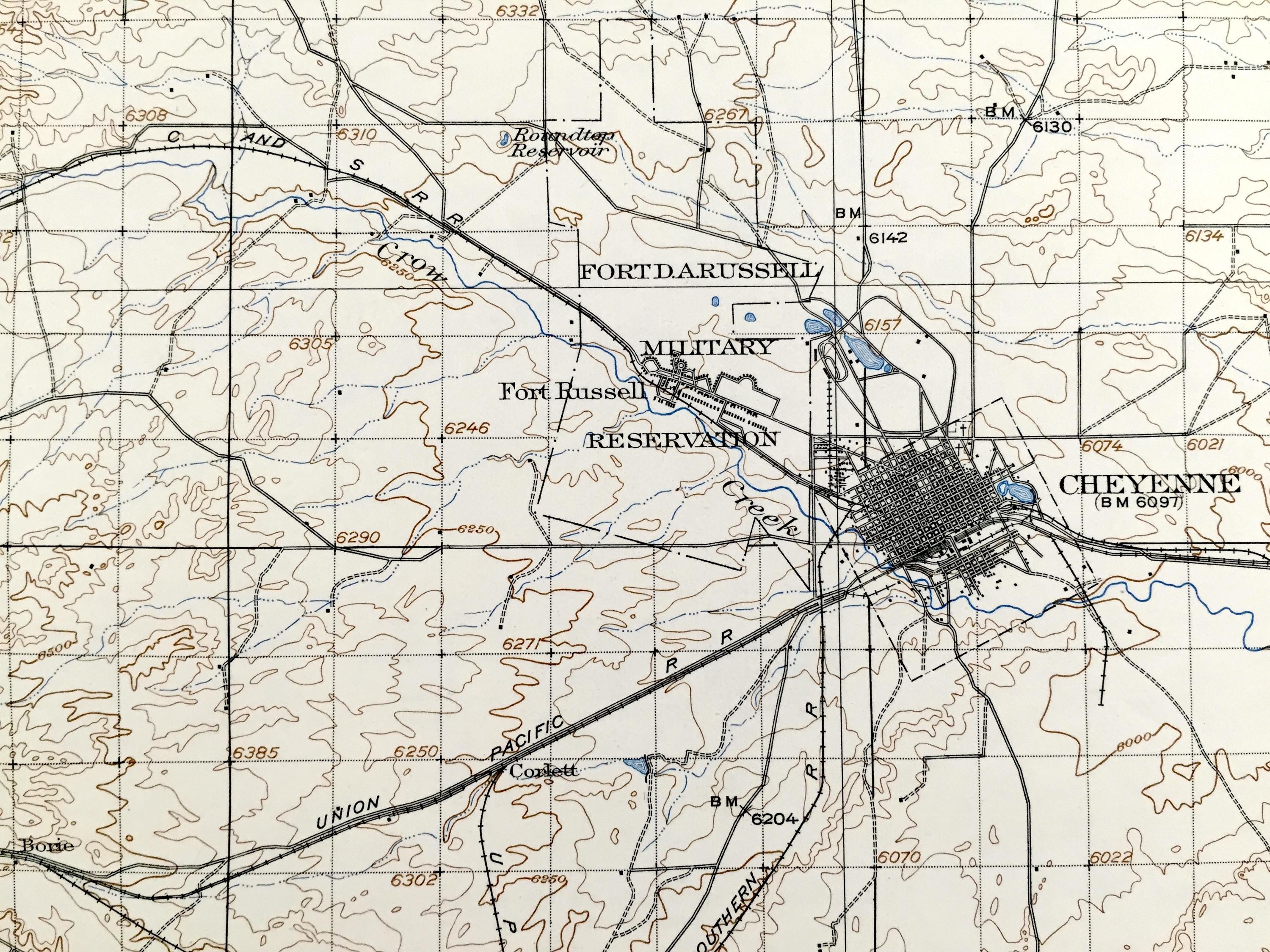 Antique Cheyenne, Wyoming 1914 US Geological Survey Topographic Map ...