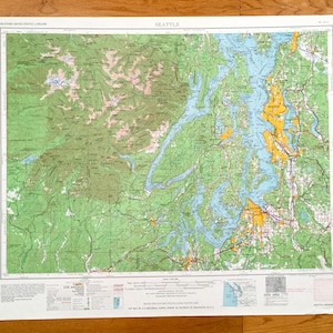Antike Seattle, Washington 1962 US Geological Survey topographische Karte - Tacoma, Renton, Bellevue, Bremerton, Olympia, Everett, Kirkland WA