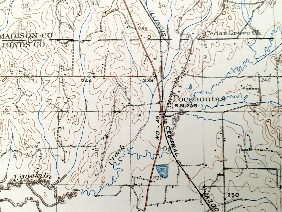Antique Raymond Mississippi 1937 US Geological Survey Etsy