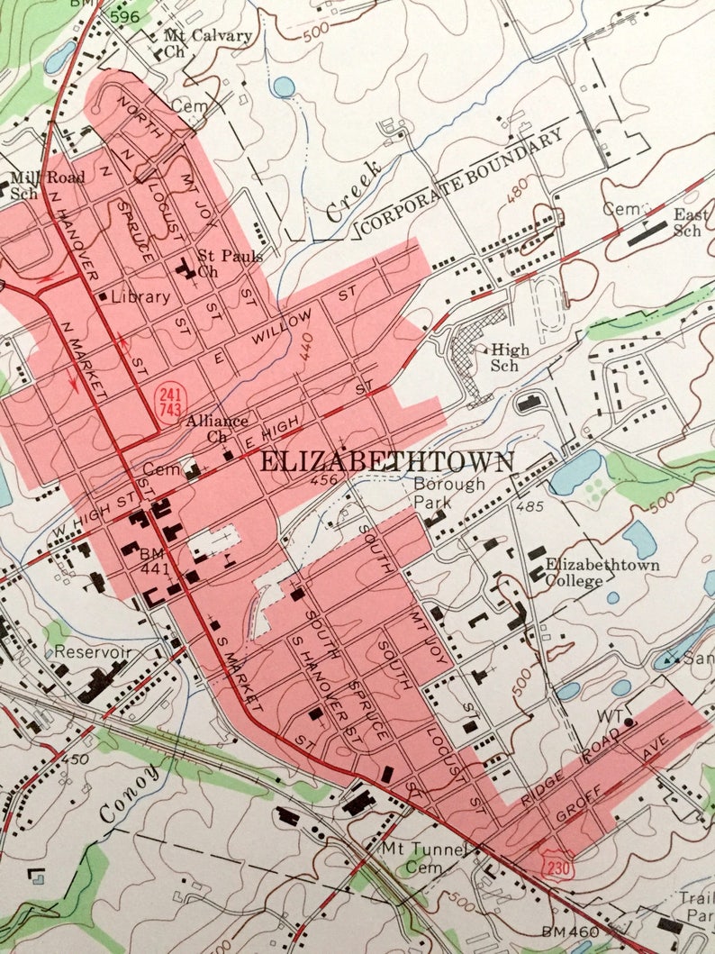 Antique Elizabethtown Pennsylvania 1964 US Geological Survey Etsy